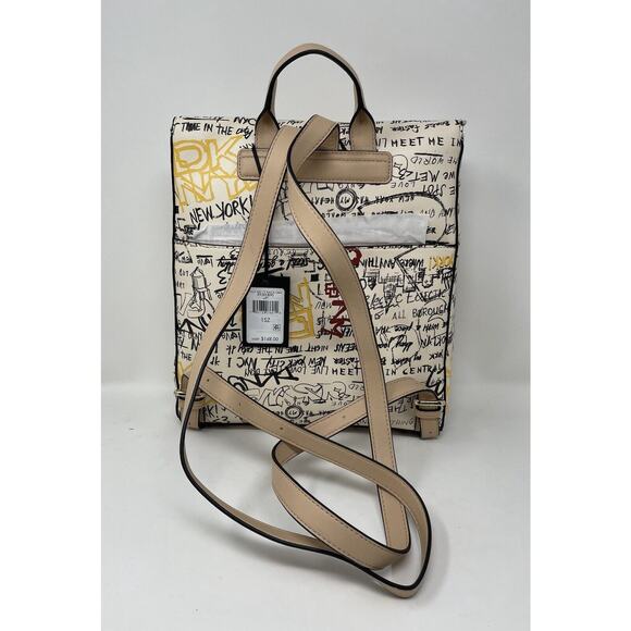 DKNY TILLY Graffiti Fold Over Multicolor Urban NYC Backpack Tote Purse FLAWED - Picture 3 of 9
